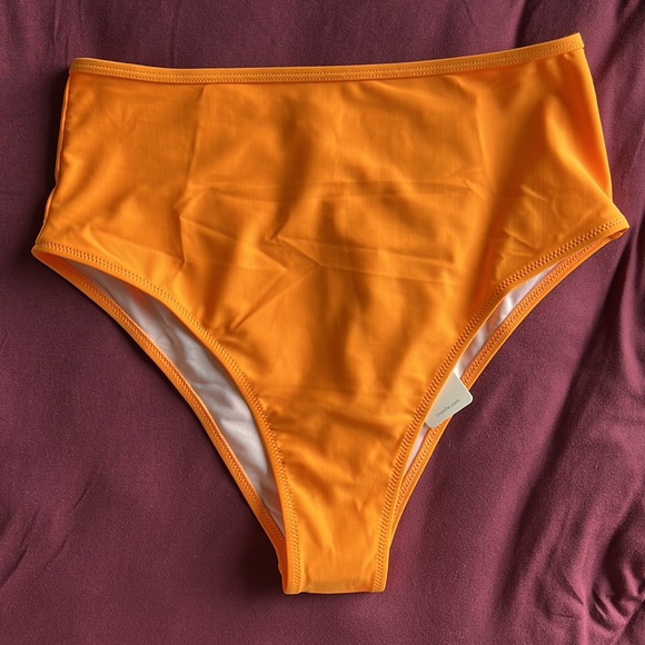 Cupshe White Bikini With Orange High Waisted Bottom - Picture 2 of 3